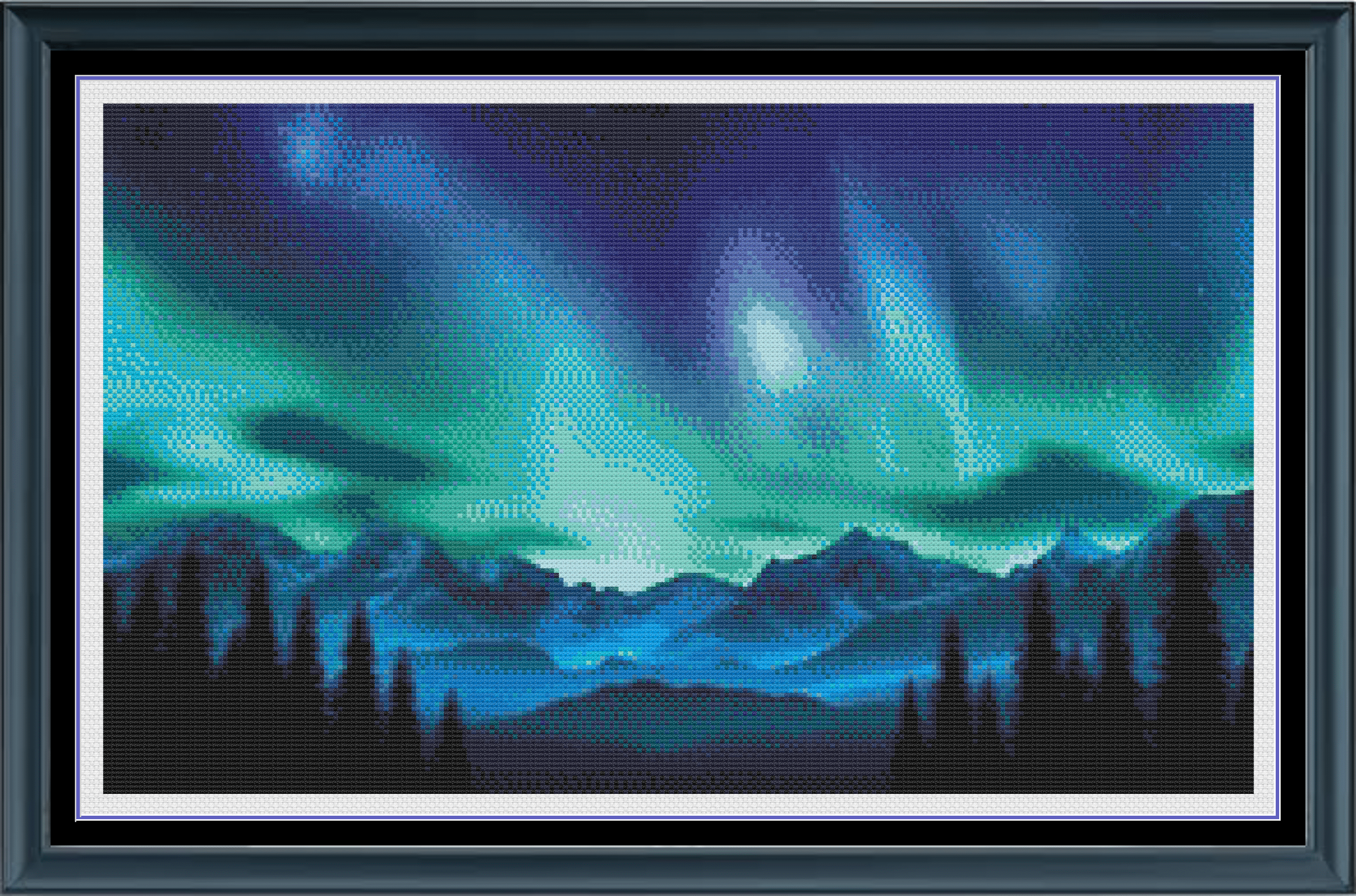 Stitching Jules Design Cross Stitch Pattern Northern Lights Aurora Borealis Full Coverage Counted Cross-Stitch Pattern (Digital Download)